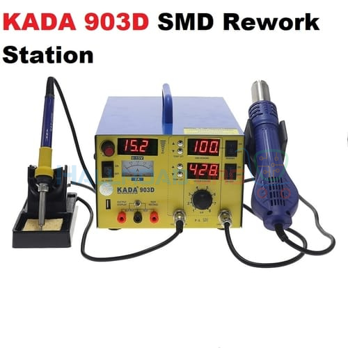 KADA 903D Digital Hot Air Gun Soldering Iron SMD Rework Station 15v 2A With Regulated Power Supply 3 in 1 Multifunction Desoldering station