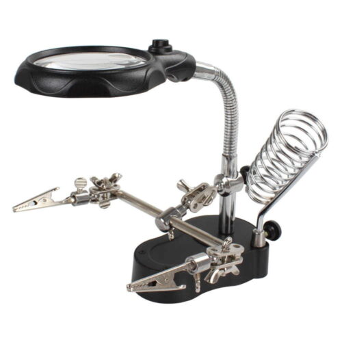 It is a Helping Hand Clip Desktop LED Light Magnifier Glass With Soldering Stand 3.5X 12X In Pakistan available at hallroad.pk at a cheap price.